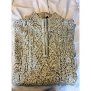 Emerald Isle Knitwear Wool Blend‎ 1/4 Zip Cable Knit Sweater Pullover 2XL